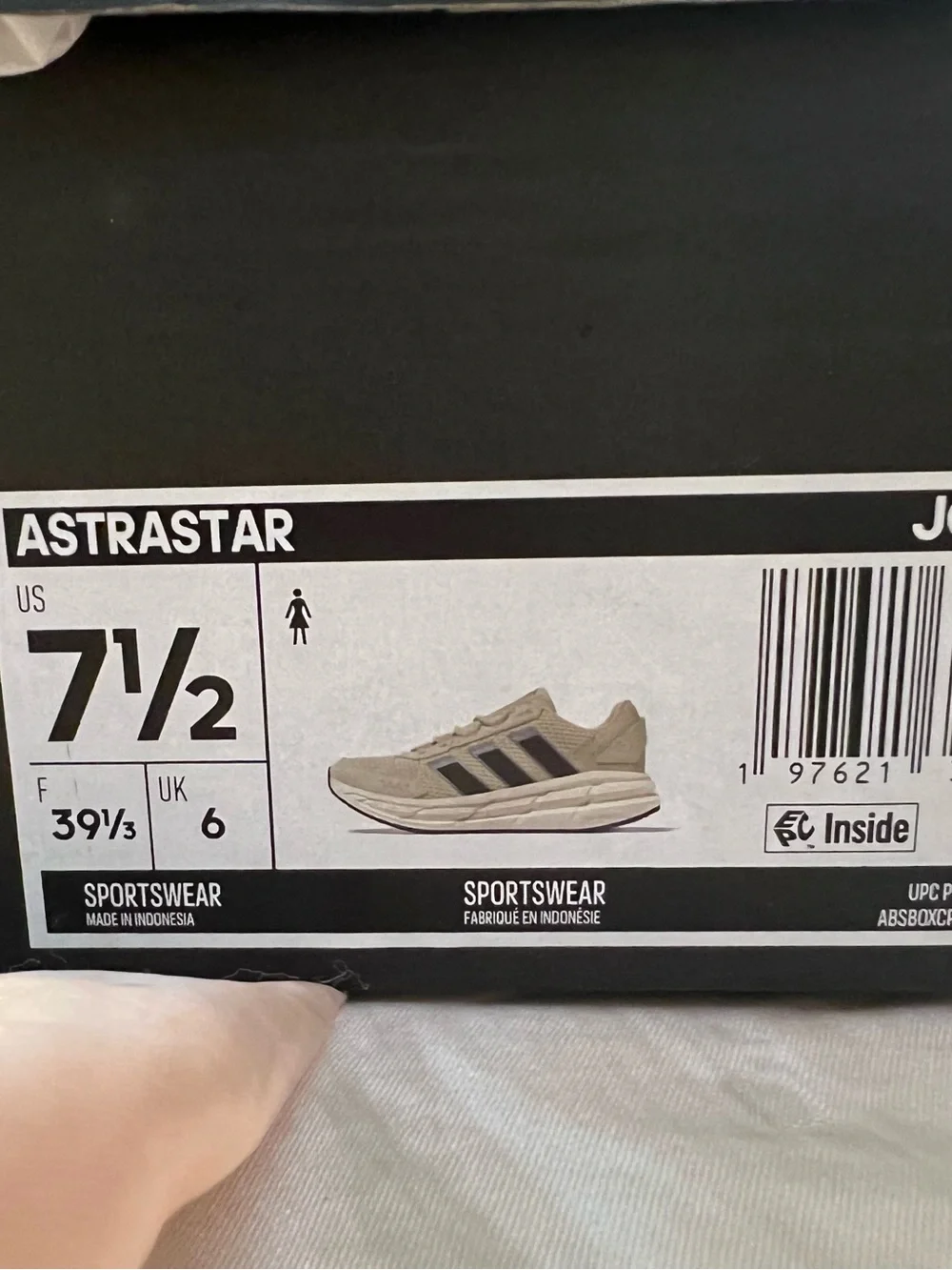 adidas Women's Cloudfoam Sneakers in Light Gray and Black Stripes 7.5 w